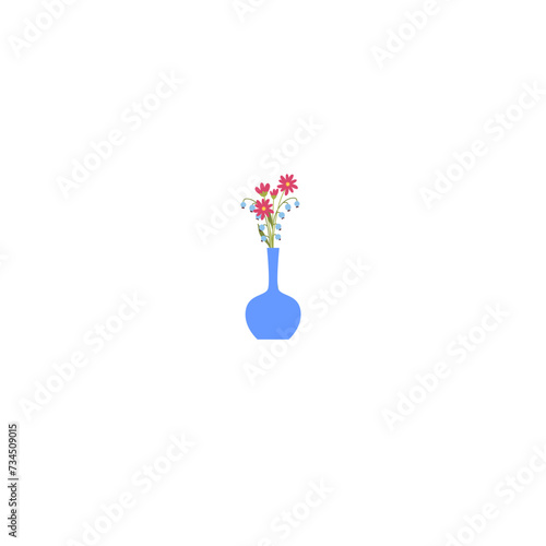 vector pot with beautiful flowers flower