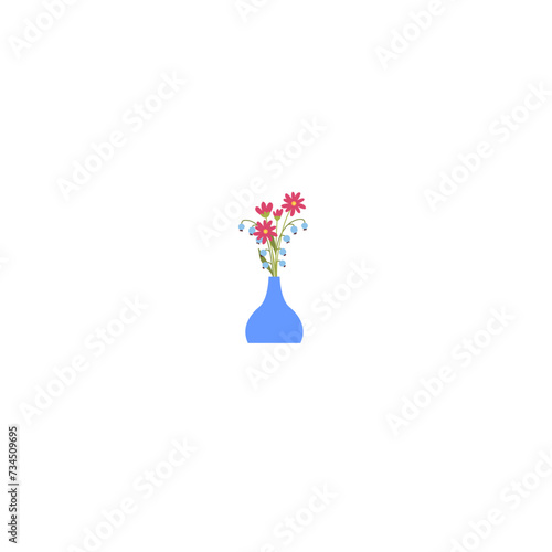 vector pot with beautiful flowers flower
