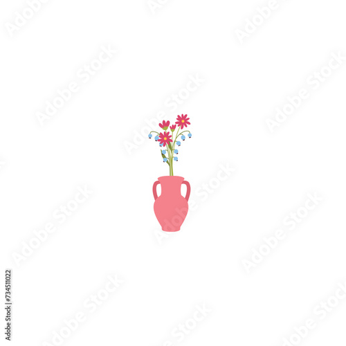 vector pot with beautiful flowers flower