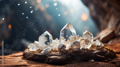 Phantom Quartz crystal inside a cave photo