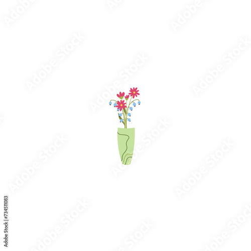 vector pot with beautiful flowers flower