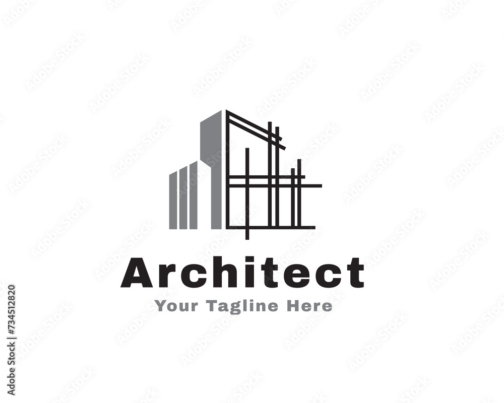 line art draw architect construction building logo icon symbol design template illustration inspiration