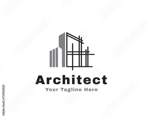 line art draw architect construction building logo icon symbol design template illustration inspiration