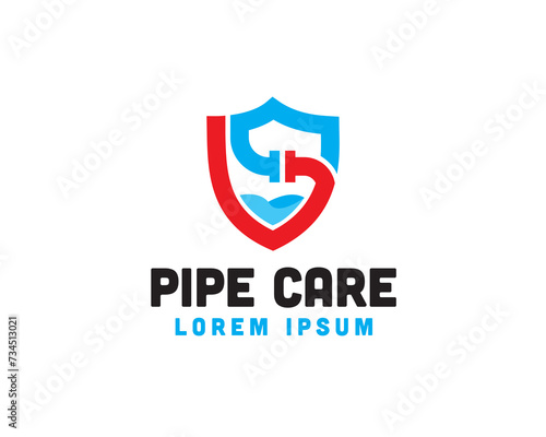 pipe secure plumbing logo icon symbol design template illustration inspiration