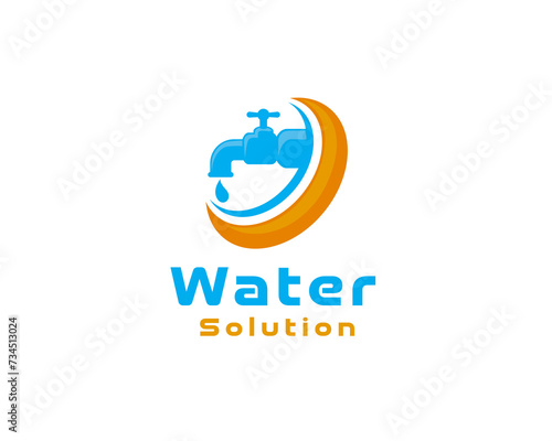 faucet water plumbing solution logo icon symbol design template illustration inspiration