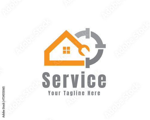 house plumbing service pipe logo icon symbol design template illustration inspiration