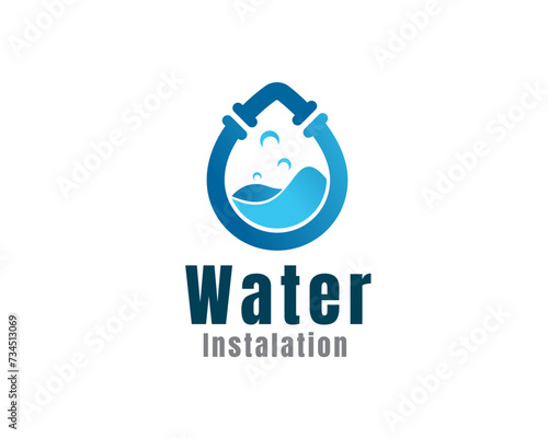 water drop pipe plumbing installation logo icon symbol design template illustration inspiration