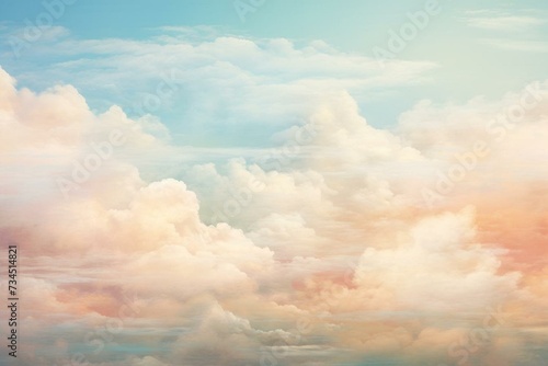 Pastel clouds and sky with neutral ground. Generative AI