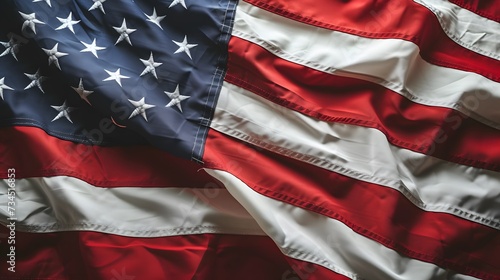 flying and waving fabric in the colors of the national flag of united states of America as wide graphic banner for political or elections with empty copy space