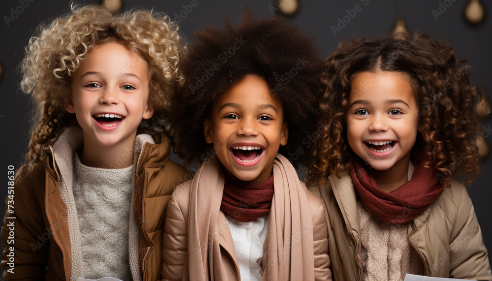 Smiling child, cheerful girls, cute boys, joyful friendship, playful children generated by AI Smiling child, cheerful girls, cute boys, joyful friendship, playful children generated by AI