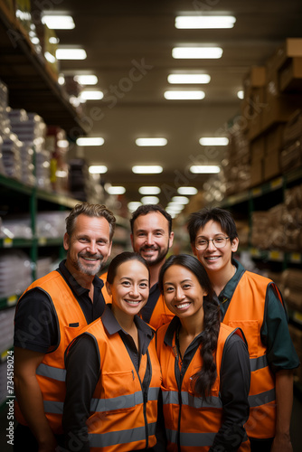 group of 5 smiling workers gathered together © Gonzalo
