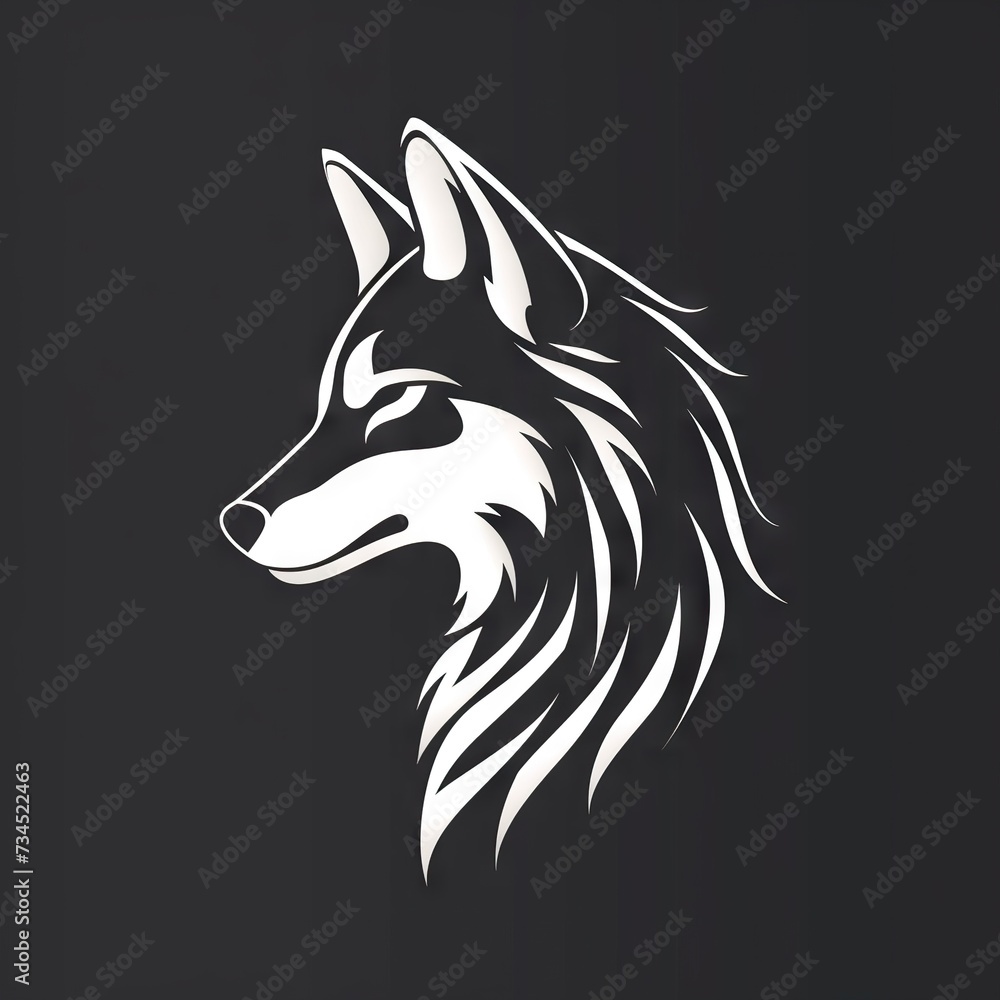 Elegant White Wolf Illustration on Dark Background A Detailed Artwork Capturing the Majestic and Mysterious Nature of Wolves Elegant White Wolf Illustration on Dark Background A Detailed Artwork Capturing the Majestic and Mysterious Nature of Wolves