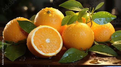 delicious fresh orange with black and blur background