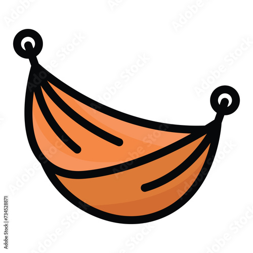 Hammocks of isolated on white background. Tools for summer recreation, relaxation, swinging, sleeping, resting. Decorative vector illustration in modern style.
