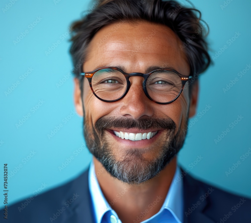 Portrait of handsome smiling businessman with suit in professional studio background Portrait of handsome smiling businessman with suit in professional studio background