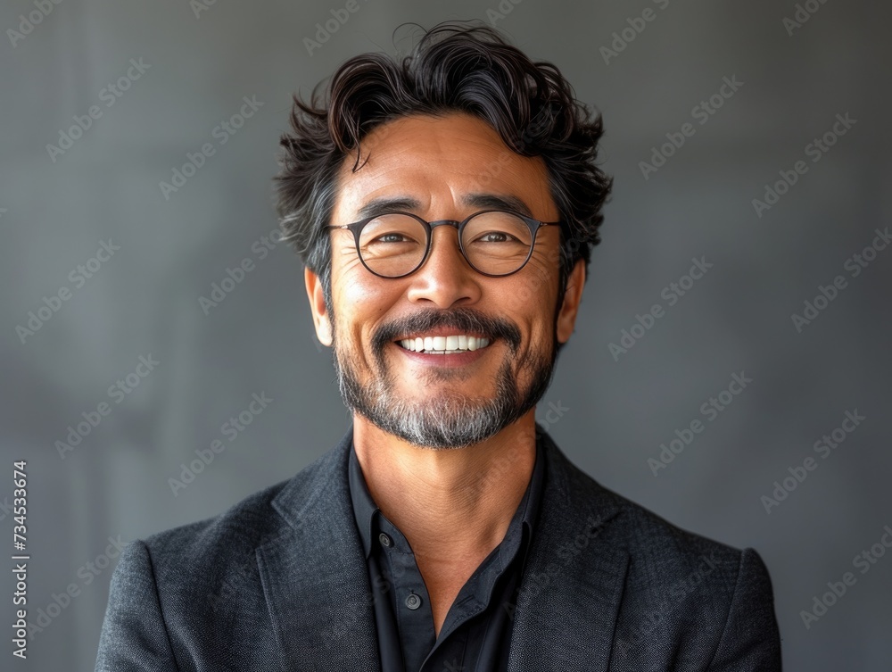 Portrait of handsome smiling businessman with suit in professional studio background Portrait of handsome smiling businessman with suit in professional studio background