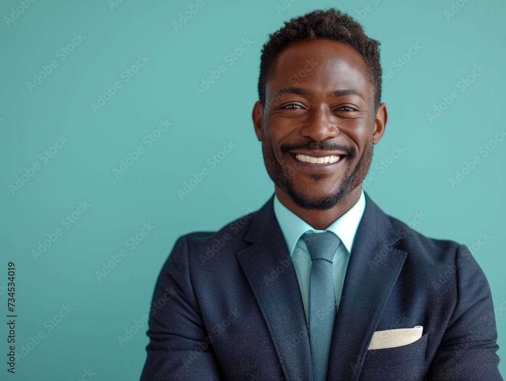 Portrait of handsome old Afro smiling businessman with suit in professional studio background Portrait of handsome old Afro smiling businessman with suit in professional studio background