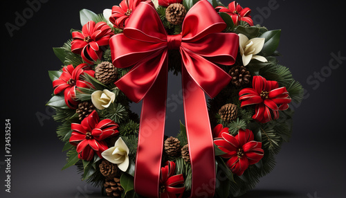 Winter celebration  gift of nature, ornamented with Christmas decoration generated by AI