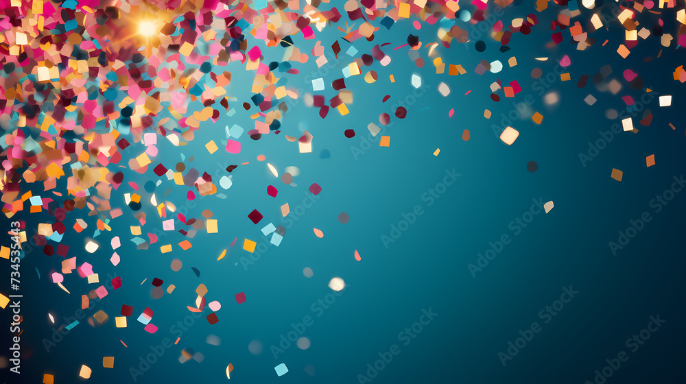 Confetti sparkles on background, holiday and birthday theme
