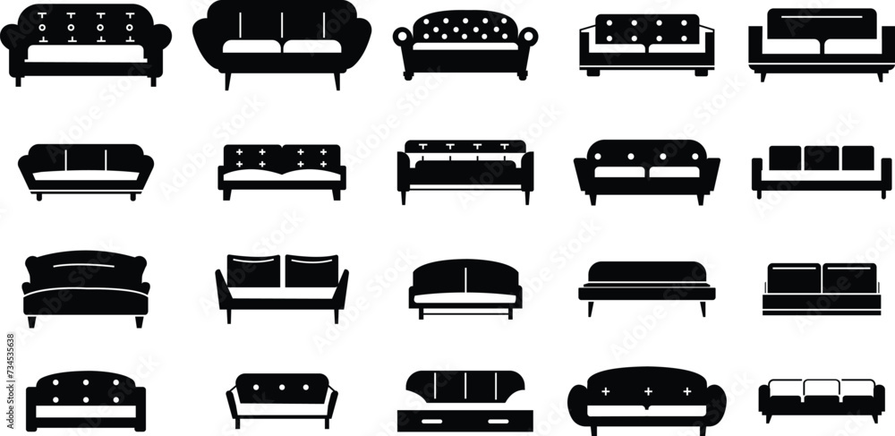 Sofa, couch icons Set in fill styles. Filled signs and full pictogram on transparent background. Furniture symbols illustration. Pixel perfect vectors for website designs and mobile, app development. Sofa, couch icons Set in fill styles. Filled signs and full pictogram on transparent background. Furniture symbols illustration. Pixel perfect vectors for website designs and mobile, app development.