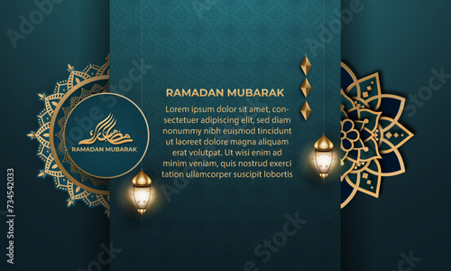 Realistic ramadan background with, lantern, mandala. for banner, greeting card