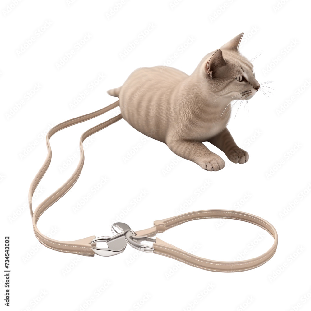 Fototapeta premium Cat leash PNG Cutout, Generative AI