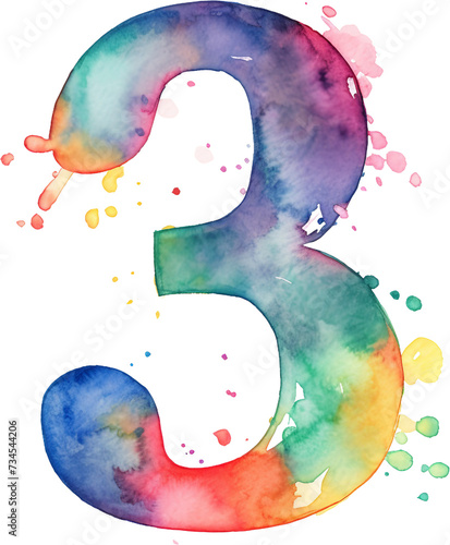 수채화 숫자3