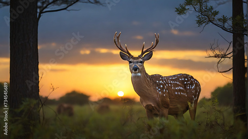 deer in the sunset