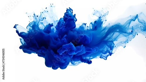 blue powder explosion background. blue explosion smoke splashes on white background. generative ai