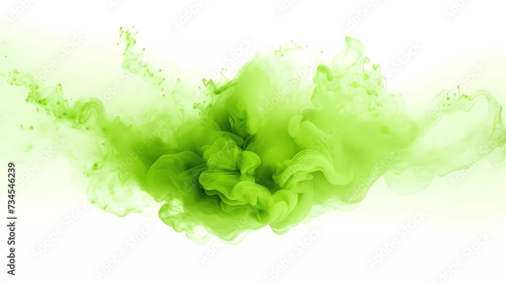 green powder explosion background. green explosion smoke splashes on white background. generative ai green powder explosion background. green explosion smoke splashes on white background. generative ai