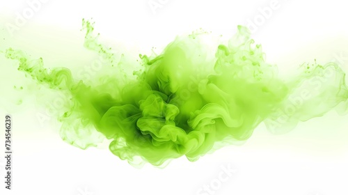 green powder explosion background. green explosion smoke splashes on white background. generative ai