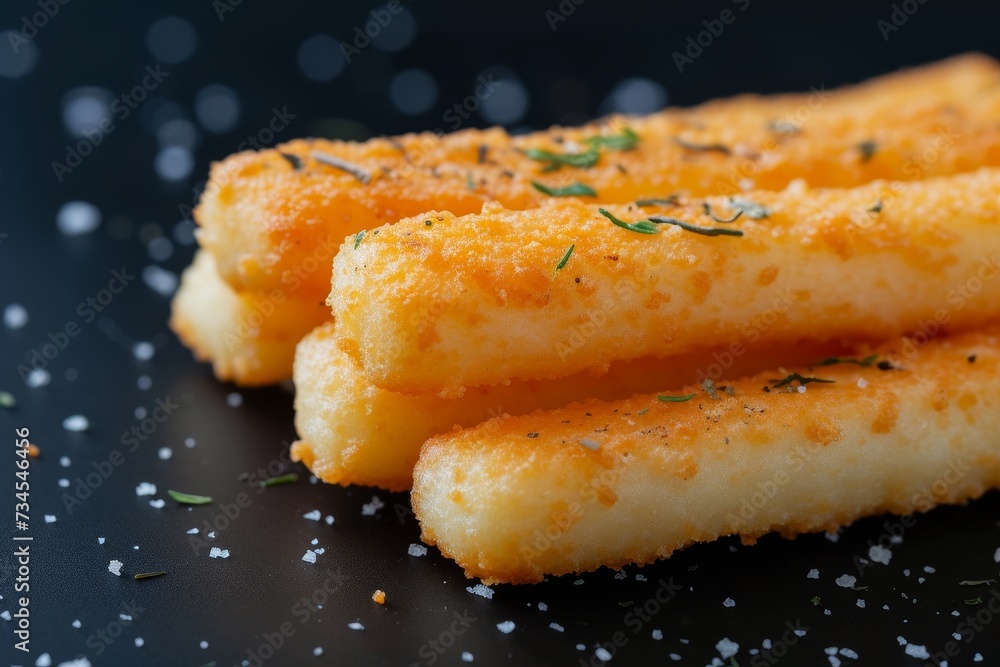 Cheese sticks displayed on a black background Menu photo Cheese sticks displayed on a black background Menu photo