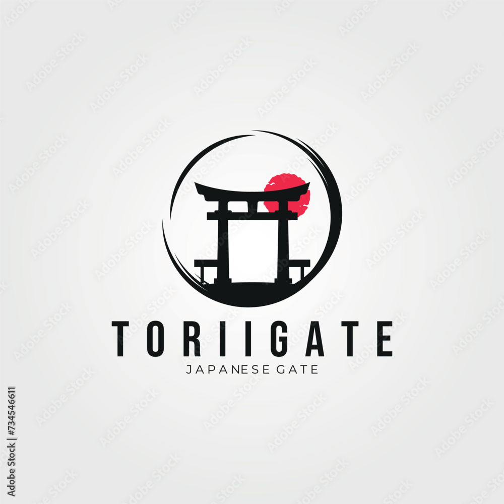 torii gate silhouette emblem logo vector vintage illustration premium vintage