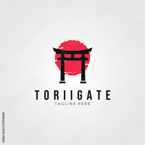 japanese torii gate logo vector illustration design, concept, sign symbol and icon