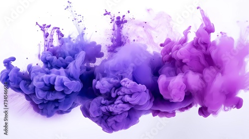 Purple powder explosion background. Purple explosion smoke splashes on white background. generative ai