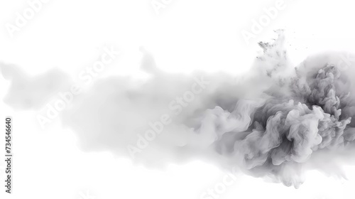 Gray powder explosion background. Gray explosion smoke splashes on white background. generative ai