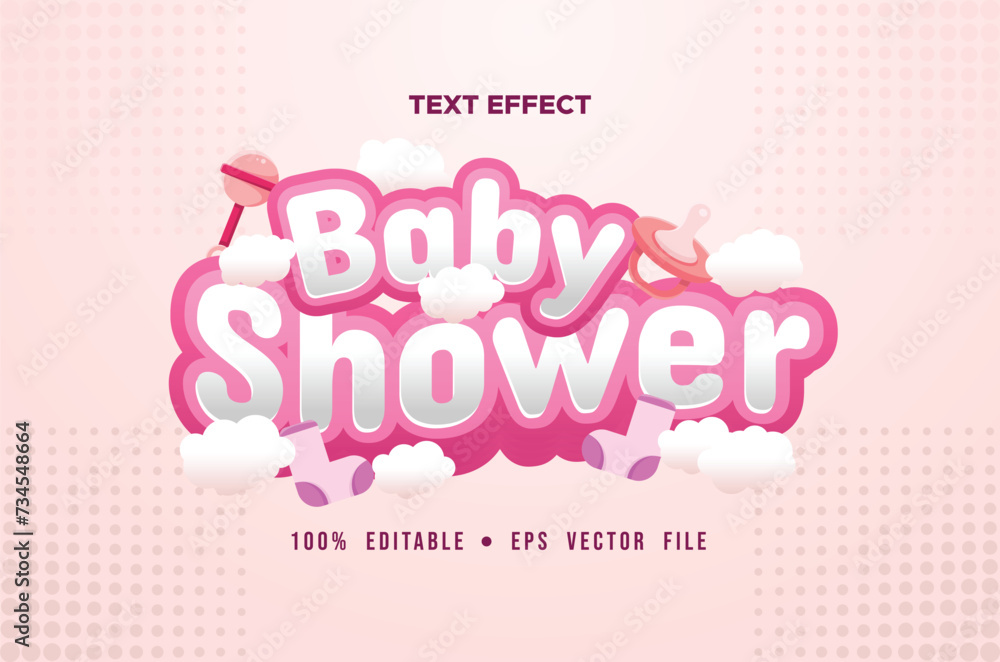 Baby Shower Editable Text Effect Design Template