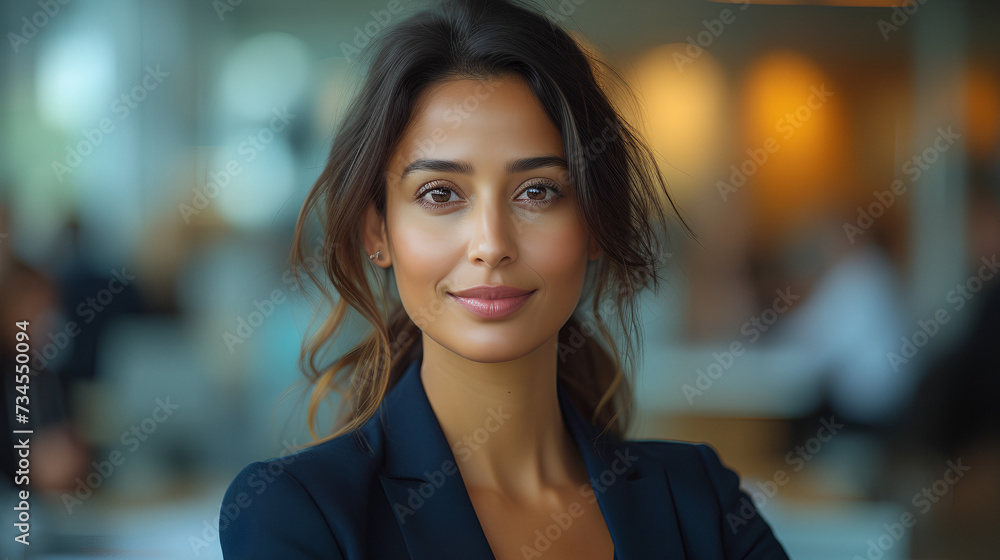 Smiling confident female in business suit - close-up - profile shot Smiling confident female in business suit - close-up - profile shot