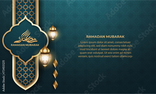 Realistic ramadan background with islamic pattern, lantern. for banner, greeting card