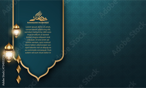Realistic ramadan background with islamic pattern, lantern. for banner, greeting card