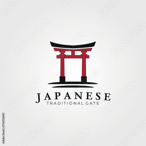 torii gate logo design, japanese traditional gate vintage logo, simple design