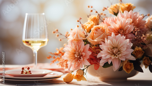 Freshness and elegance in a summer bouquet on a wooden table generated by AI