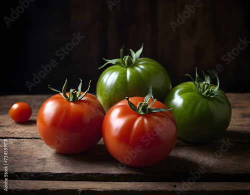 Red tomatoes on a kitchen table culinary photography