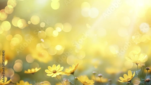 nature background with yellow flowers. beautiful yellow flowers on blurred. seamless looping overlay 4k virtual video animation background 