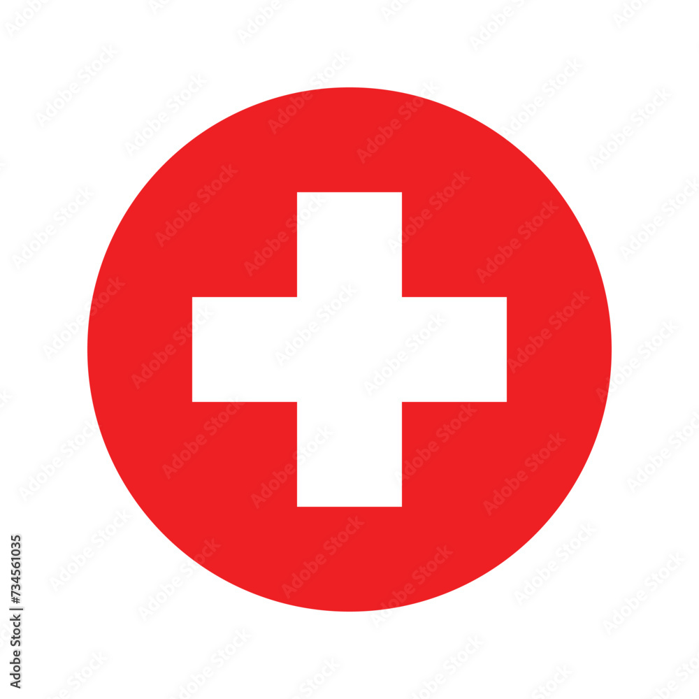 Red cross first aid circle flat sign medicine Symbol health hospital care icon logo Isolated white. Emergency medic collection plus logo design for web mobile isolated on background Red cross first aid circle flat sign medicine Symbol health hospital care icon logo Isolated white. Emergency medic collection plus logo design for web mobile isolated on background
