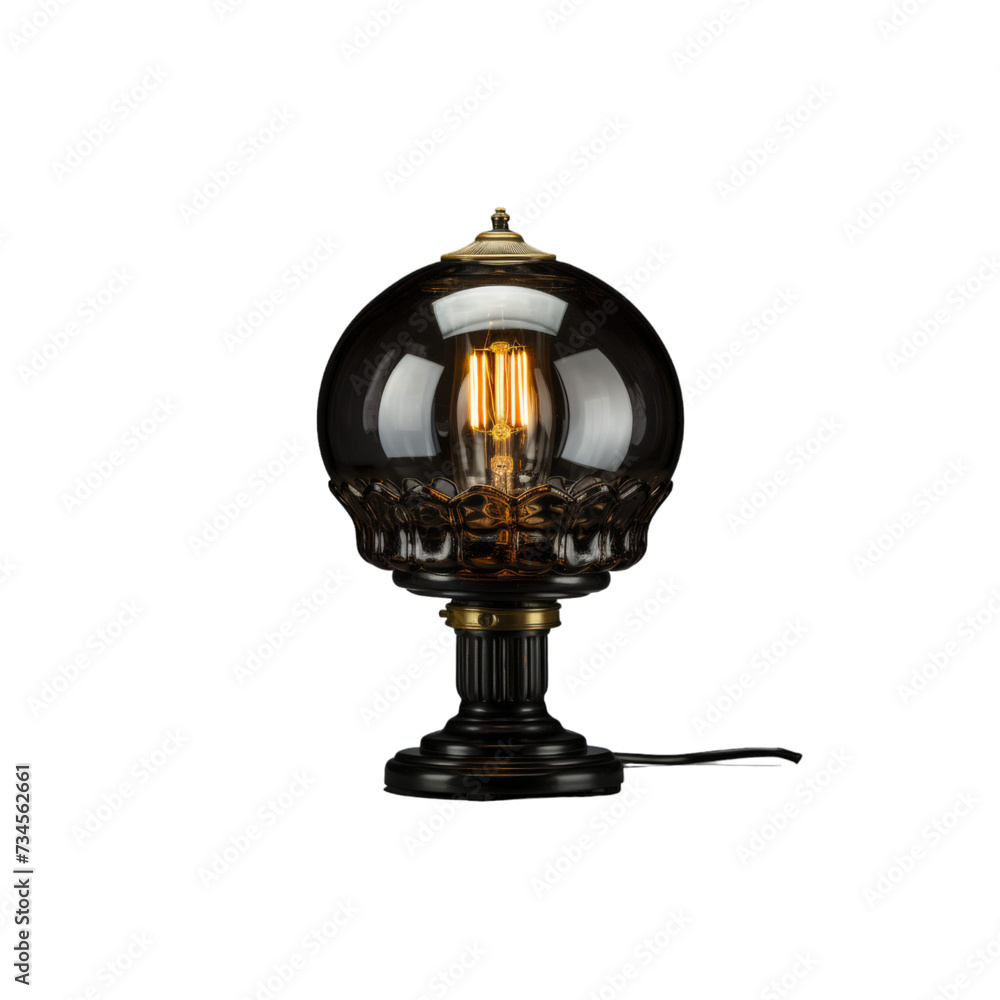 Black Table Lamp With Light Bulb
