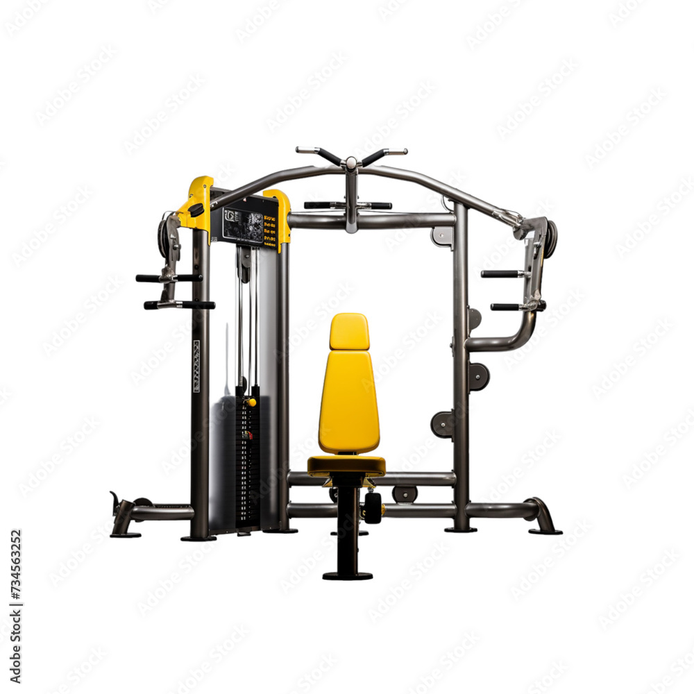 Gym Equipment Set With Yellow Seat Gym Equipment Set With Yellow Seat