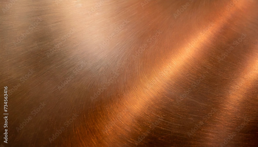 Fototapeta premium Background of a smooth sheet of shiny brushed metal in gold or copper tones