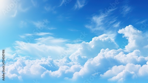 blue sky and clouds - bright climate peaceful weather daylight heavenly background, generative, ai photo