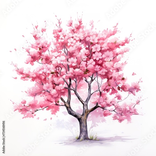 Clip art of pink cherry blossoms. Clip art of cherry petal, generative, ai © Dzakir